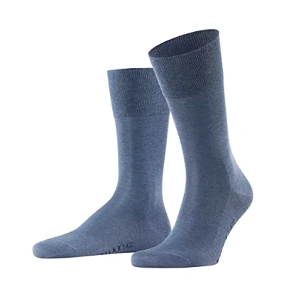 Abbildung von FALKE Herren Socken Tiago M SO nachhaltige Fil D&#039;Ecosse Baumwolle einfarbig 1 Paar, Blau (Demin Melange 6665) neu umweltfreundlich, 39 40