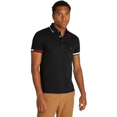 Abbildung von Tommy Hilfiger FLAG CUFF Poloshirt, Herren, Größe: Medium, Black