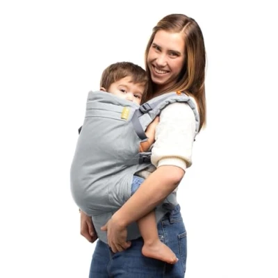 Abbildung von Beco Toddler Babytrage mit extra breitem Sitz Kindertragerucksack aus 100% Baumwolle, 2 Tragepositionen, Kindertrage Bauch/Kindertrage Rücken, Wandern, 9 27 kg (Grau)