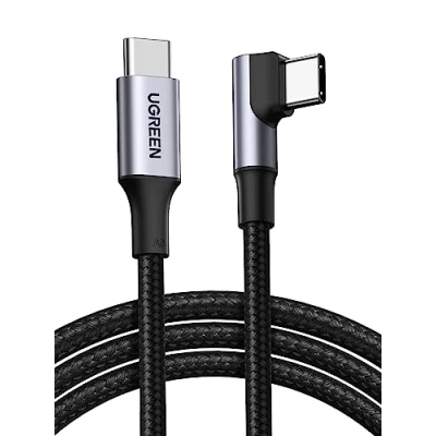 Abbildung von UGREEN 100W USB C auf Kabel Winkel PD 3.0 PPS Ladekabel 90 Grad kompatibel iPhone 16 Pro Max, 15, Galaxy S24 Ultra A55, M3 MacBook Pro/Air iPad 2024 Steam Deck usw. (1M)
