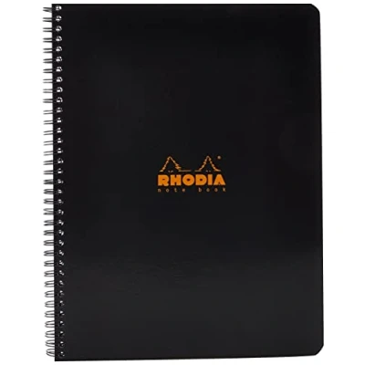 Abbildung von Rhodia 193009C Spiralheft Notebook DIN A4+, kariert, 80 Blatt mikroperforiert, 80g, robust und praktisch, Schwarz, 1 Stück