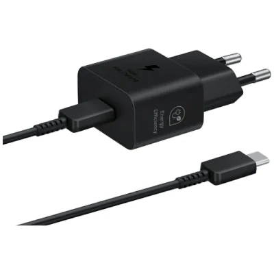 Abbildung von Samsung Schnellladegerät USB C 25W + Kabel Schwarz