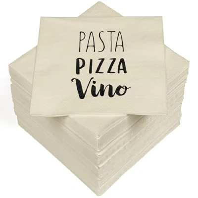 Abbildung von HEKU 100 Servietten, 3 lagig, 33x33cm, Pasta Pizza Vino I Saugstark und praktisch verpackt Ideal für besondere Anlässe