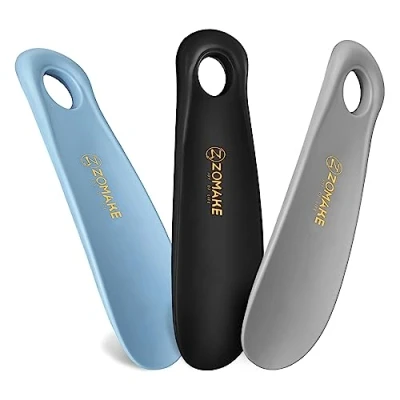 Abbildung von ZOMAKE Mini Schuhlöffel Klein Kunststoff,Kurz Schuhanzieher Plastik Shoe Horn Set 3er 18.5cm Kleiner mit Wandhalterung