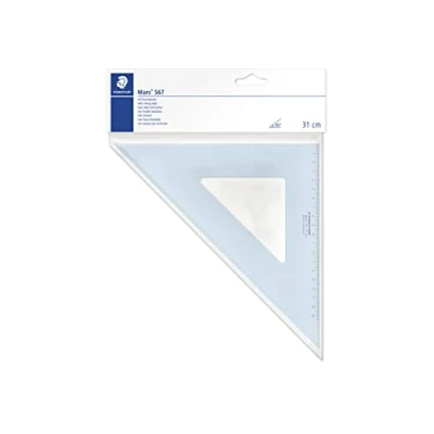 Abbildung von STAEDTLER Zeichendreieck Mars, Länge 31 cm, 45/45, mit Tuschekante, blau transparent, 567 45