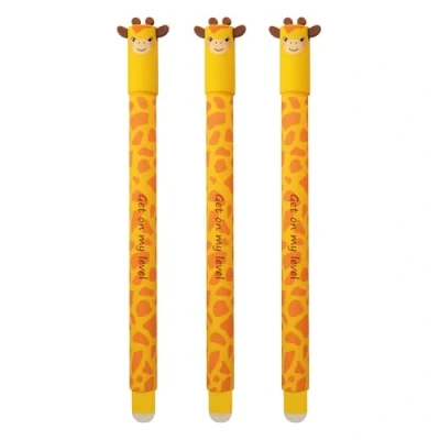 Abbildung von EBERHARD FABER 599037 Tintenroller radierbar Giraffe, 3 Animal Erase it Stifte, Gelschreiber blau 0,7 mm