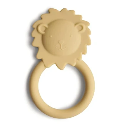 Abbildung von Mushie Beißring für Babys aus BPA freiem Silikon Fördert Sehsinn &amp; Motorik Baby Zahn Zubehör Sicher Hochwertig Kleinkinder Kinder Jungs Mädchen Lion Design