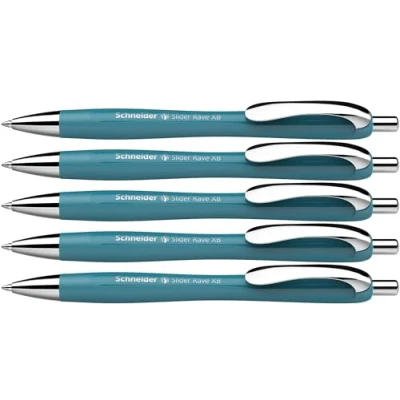 Abbildung von Schneider 132513 Slider Rave XB Kugelschreiber (Limitierte Sonderedition in teal, Made Germany) 5 Stück, Schreibfarbe: blau