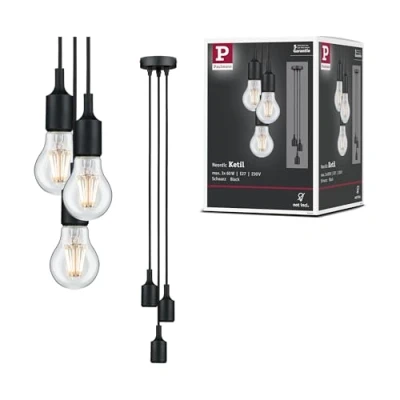 Abbildung von Paulmann 50382 Neordic Pendelleuchte Ketil max. 3x60 Watt Pendellampe Schwarz Deckenlampe Silikon, Metall Hängeleuchte E27 Leuchte ohne Leuchtmittel