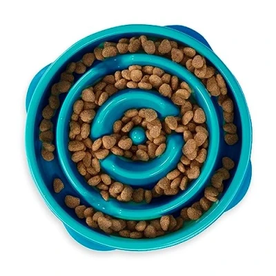 Abbildung von Kyjen 51006 Outward Hound Fun Feeder Slow Feed Interaktiver Bloat Stop Futternapf für Hunde, Größe S, blau
