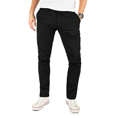 Abbildung von Yazubi Kyle Schwarze Chino Hose Herren Stretch Chinohose Slim Fit Männer Chinojeans, Schwarz (Black 4R194008), W34/L32