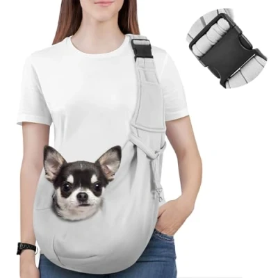 Abbildung von Pawaboo Hundetragetasche, Tragbare Haustier Hundetasche mit Verstellbare Schultergurt,Outdoor Reise Umhängetasche Transporttasche für Klein Hund Katze (Bis zu 12lbs), Grau