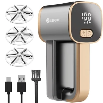 Abbildung von Fusselrasierer Elektrisch WiredLux Wiederaufladbarer Fusselentferner für Kleidung &amp; Möbel LED Licht, Einstellbare 3 Fach Geschwindigkeit, 6 blättrige Klinge, USB Aufladung Dual Protection