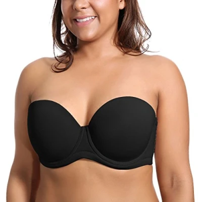 Abbildung von DELIMIRA Damen Trägerloser BH Bügel mit geformte Cups Schwarz 85C