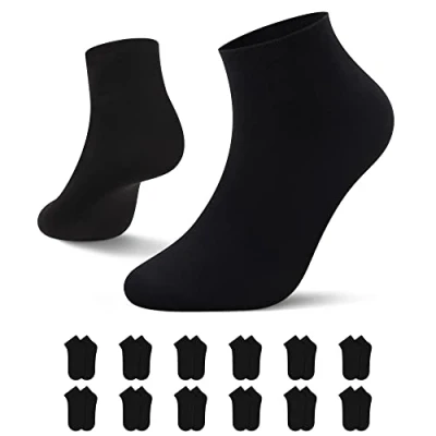 Abbildung von L&amp;K 12 Paar Herren/Damen Sneaker Socken Uni Farbe Füßlinge schwarz 43/46 2301BL