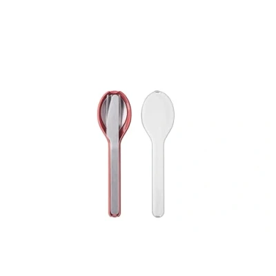 Abbildung von Mepal Besteck 3 teiliges Set Ellipse für unterwegs Besteht aus einem Messer, Gabel &amp; Löffel mit Reiseetui Edelstahl Vivid Mauve
