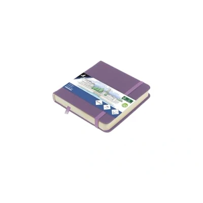 Abbildung von Skizzenbuch Kangaro 12x12cm Heather Purple PU Hardcover 80 Blatt 140 Gramm cremefarbenes Papier mit Gummiband und Band