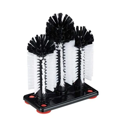 Abbildung von Relaxdays Gläserspülbürste mit Saugnapf, Gastronomie, Partys &amp; Bar, Gläserbürste, HBT: 22 x 18,5 9,5 cm, weiß/schwarz