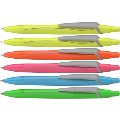 Abbildung von Schneider 131986 Reco neon Edition Kugelschreiber (aus recyceltem Kunststoff, ausgezeichnet mit Der blaue Engel, Schreibfarbe: blau) sortiert, 6 Stück