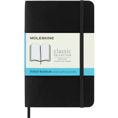 Abbildung von Moleskine Klassisches Notizbuch, Punktierter Notizblock mit weichem Einband und elastischem Verschluss, Pocket Format 9 x 14 cm, Schwarz, 192 Seiten