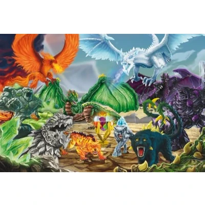 Abbildung von Schmidt Spiele 56565 Eldrador, Kampf um den Superkristall, 100 Teile Kinderpuzzle, mit Einer Orginal Schleich Figur, Mehrfarbig