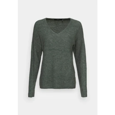 Abbildung von Vero Moda Vmcrewlefile V NECK Strickpullover, Damen, Größe: Medium, Balsam green melange