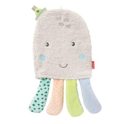 Abbildung von Fehn Waschlappen Oktopus Waschhandschuh mit Tiermotiv Badewannenspielzeug für fröhlichen Badespaß Babywaschlappen die Badewanne weicher Handtuchfrottee Babys und Kinder ab 0+ Monaten