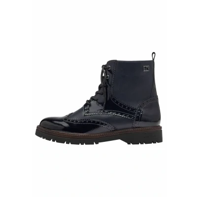 Abbildung von s.Oliver Damen Schnürstiefel ohne Absatz mit Reißverschluss Vegan, Blau (Navy), 37 EU