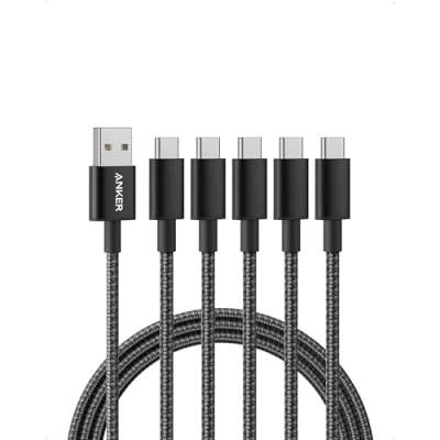 Abbildung von Anker USB C Ladekabel, auf Kabel [5 Stück 1,8m], Nylon A für iPhone 16/15, Galaxy S24/S23/S22/Note 20, Smartphone
