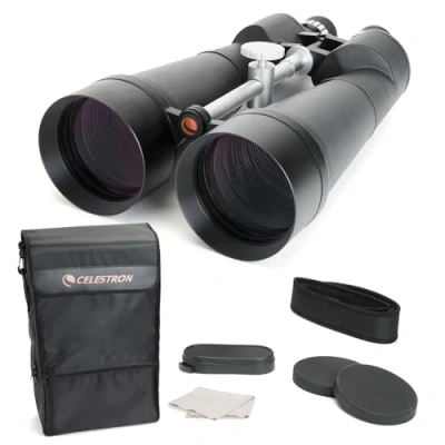 Abbildung von Celestron 71017 SkyMaster 25 x 100 mm Porroprismen Fernglas mit mehrfach vergütete Linse, BaK 4 Prismenlinse und Etui, Schwarz