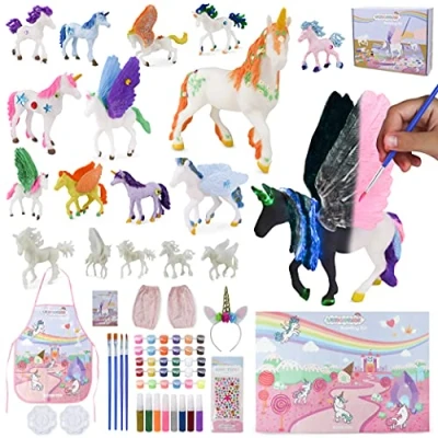 Abbildung von BONNYCO Einhorn Geschenk für Mädchen Malset mit 18 Einhörnern Bastelset Kinder Dunkeln leuchtender Farbe Spielzeug, Geschenke Geburtstag, Weihnachten Spielzeug