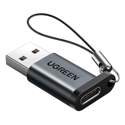 Abbildung von UGREEN USB 3.0 auf C Adapter 10Gbps Stecker zu Buchse A Ladegerät Ladekabel Max 18W kompatibel mit iPhone 16 15 Pro iPad Galaxy S23 Serie Laptops usw. (Schwarz)
