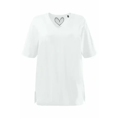 Abbildung von Ulla Popken Damen Basic v shirt T Shirts, Schneeweiß, 46 48 EU