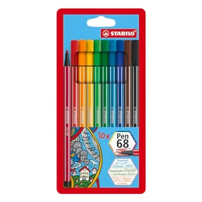 Abbildung von Premium Filzstift STABILO Pen 68 10er Pack mit 10 verschiedenen Farben