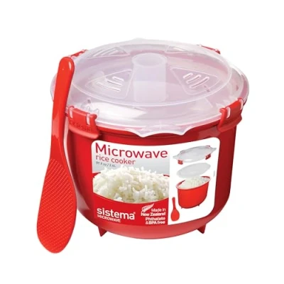 Abbildung von Sistema Microwave Reiskocher 2,6 l Spülmaschinenfester kleiner BPA frei Rot