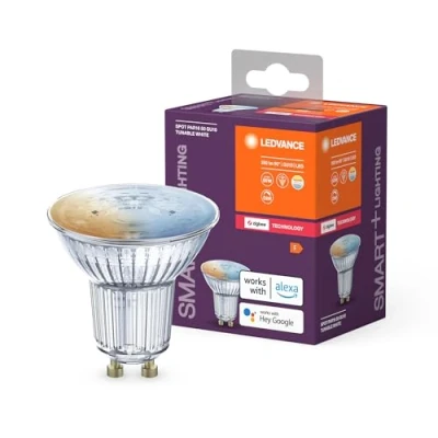 Abbildung von LEDVANCE Zigbee GU10 LED Lampe, SMART+ SPOT TW, Wifi Reflektorlampe mit 4,7 W (350Lumen), Kaltweiß (2700K) retrofit smart home, Farbtemperatur einstellbar, PAR16, 1er Pack