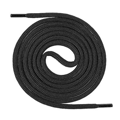 Abbildung von Mount Swiss runde Premium Schnürsenkel für Arbeitsschuhe, Wanderschuhe und Trekkingschuhe Polyester ø 4,5 mm sehr reißfest Farbe Schwarz Länge 110cm