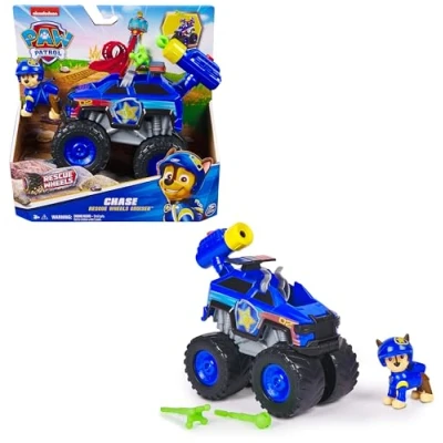 Abbildung von PAW PATROL Rescue Wheels Chases Monstertruck Fahrzeug mit Geschoss Abwurf und Chase Hundefigur, Spielzeug für Kinder ab 3 Jahren
