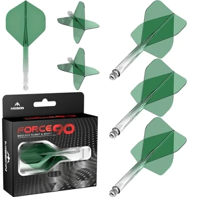 Abbildung von Mission Darts Force 90 Integriertes präzisionsgeformtes Dart Flight und Schaftsystem, Packung mit 3 professionellen, sehr langlebigen kombinierten Flights Schäften, Standard Nr. 2
