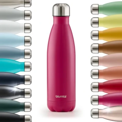 Abbildung von Blumtal® Trinkflasche Edelstahl Charles Thermosflasche 500 ml BPA freie Thermo kalt&amp;warm auslaufsichere Metall Thermos Flasche Berry Pink