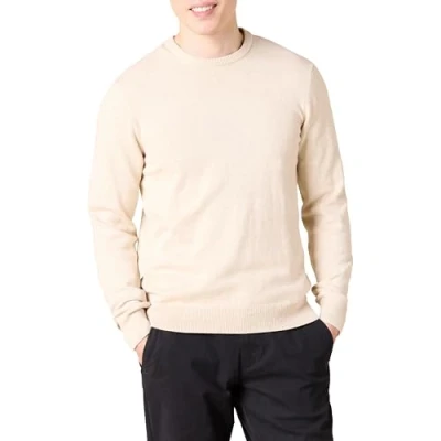 Abbildung von Amazon Essentials Herren Pullover mit Rundhalsausschnitt (in Übergrößen erhältlich), Haferbeige Meliert, L