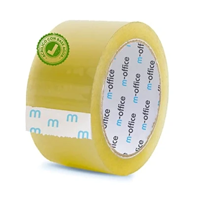 Abbildung von OFITURIA m office transparentes Klebeband, selbstklebendes Verpackungsband für Kartons, Versand, Umzüge und Handwerk, sicheres robustes Papier (48 mm x 66 m, x1)