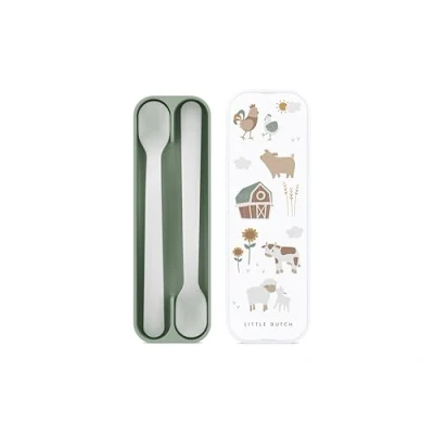 Abbildung von Mepal Fütterlöffel Mio Babylöffel Kleinkind Baby Besteck Spülmaschinengeeignet BPA frei 2er Set Little Farm