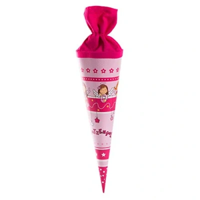 Abbildung von goldbuch 93058 Geschwisterschultüte Schutzengel, Zuckertüte 35 cm, mit farbigem Filzverschluss, Schultüte aus verstärkertem Lackkarton, Geschenkverpackung für viele Anlässe, Geschwistertüte, Rosa