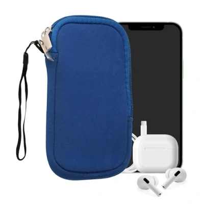 Abbildung von kwmobile Handytasche für Smartphones M 5,5&quot; Neopren Handy Hülle Blau Tasche 15,2 x 8,3 cm Innenmaße