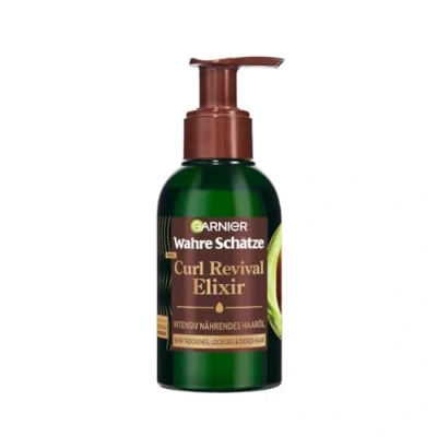 Abbildung von Garnier Wahre Schätze Curl Revival Elixir Intensiv Nährendes Haaröl Mit Avocado Öl und Shea Butter, Anti Frizz Effekt, Für sehr trockenes, lockiges dickes Haar, 120 ml