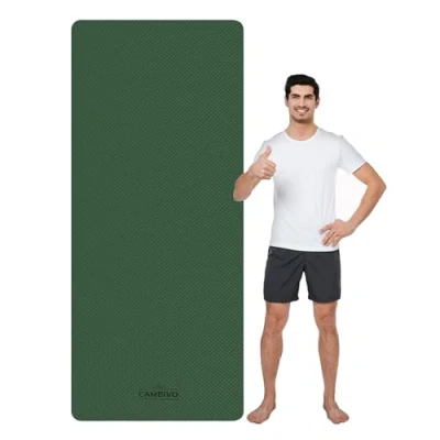 Abbildung von CAMBIVO Sportmatte Fitnessmatte XXL, Yoga Matte 213 x 81cm Lange Breit, 6mm Dicke Grüne Gymnastikmatte Rutschfest, Yogamatte Groß, Pilates mit Tragegurt, Turnmatte für zuhause