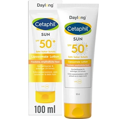Abbildung von CETAPHIL SUN Liposomale Sonnenlotion SPF 50+, 100ml, Dermatologischer Sonnenschutz für trockene, empfindliche Haut, Sofortiger &amp; hochwirksamer UVA UVB Schutz, Extra wasserresistent, Ohne Duftstoffe