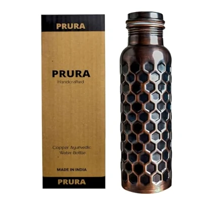 Abbildung von PRURA Kupfer Wasserflasche, auslaufsicher, ayurvedisches reines Kupfergefäß.