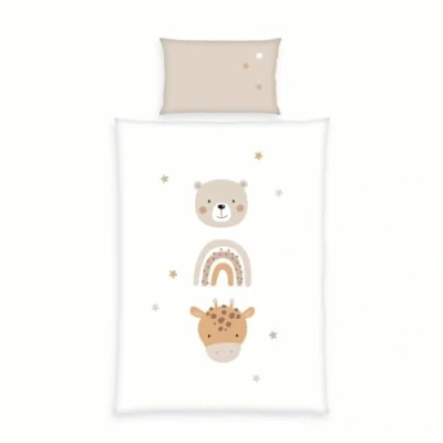 Abbildung von Herding babybest Little Friends Bettwäsche, Kopfkissenbezug 40 x 60 cm Mit Hoteleinschlag, Bettbezug 100 135 cm, Reißverschluss, 100% Baumwolle/Renforcé, Twin